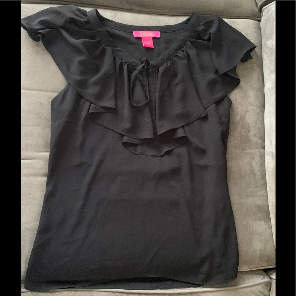 Black flutter sleeve blouse Catherine Malandrino size small💋🖤
